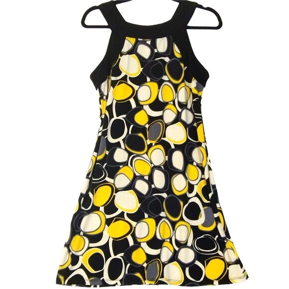 Alyn Paige Dress Women's L Stretch Yellow Black Funky 60s Y2k Quirky Disco Twee - Picture 1 of 7